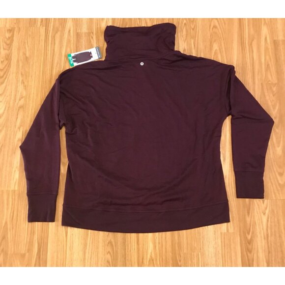 Danskin Long Sleeve Top XL Dark Purple Plum Womens Funnelneck Lightweight - Picture 5 of 6
